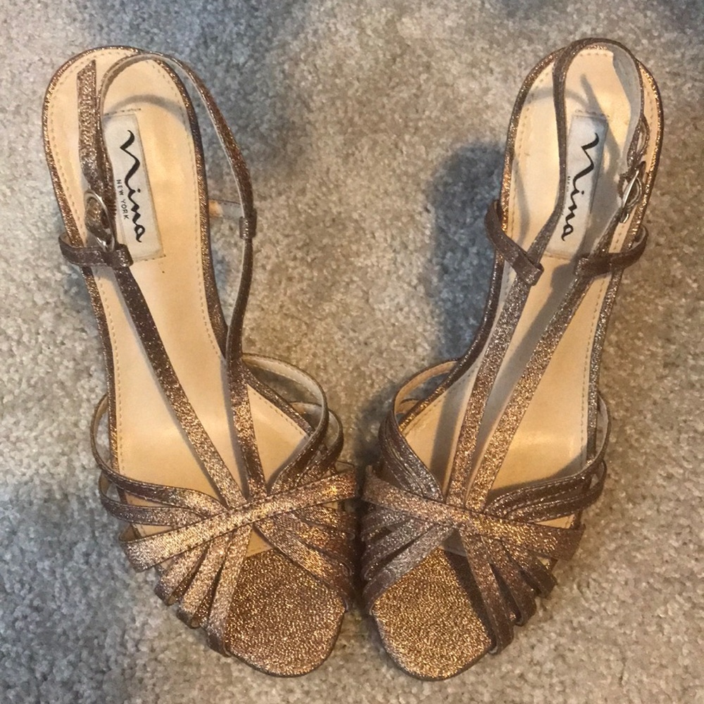 Nina New York “Fenix” Bronze Heels US 7.5
